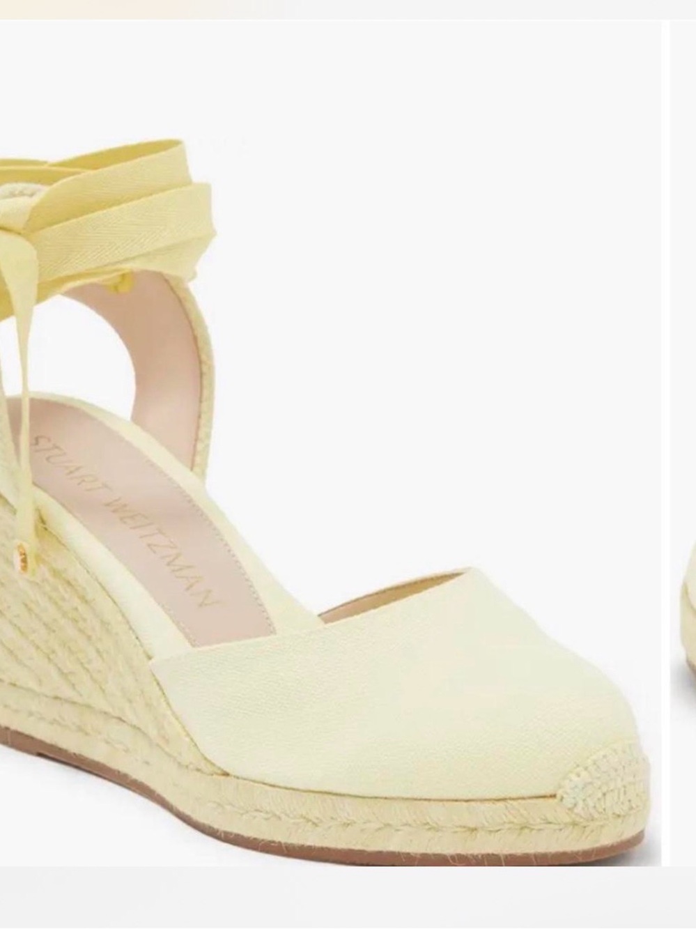 Stuart Weitzman Pale Yellow Espadrille Wedge Sandals - Picture 1 of 12